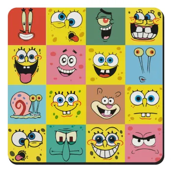 BOB spongebob and friends, Τετράγωνο μαγνητάκι ξύλινο 9x9cm