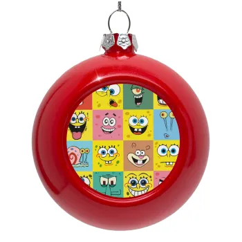 BOB spongebob and friends, Red Christmas tree ornament bauble 8cm
