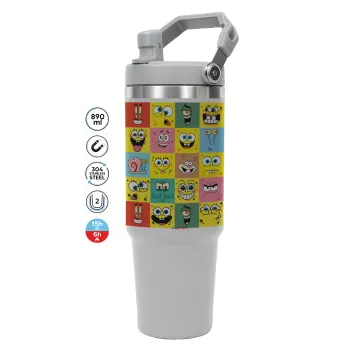 Ο μπομπ και οι φίλοι του, ΓΚΡΙ χρώματος Θερμός Ανοξείδωτο 890ml (30oz) με χερούλι