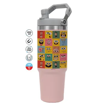 Ο μπομπ και οι φίλοι του, ΡΟΖ χρώματος Θερμός Ανοξείδωτο 890ml (30oz) με χερούλι