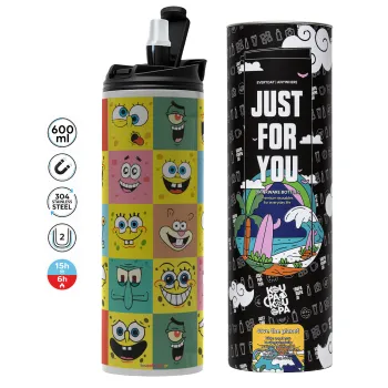 Ο μπομπ και οι φίλοι του, Tumbler ποτήρι θερμό ΓΚΡΙ από ανοξείδωτο ατσάλι 600ml