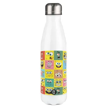 BOB spongebob and friends, Metal mug thermos White (Stainless steel), double wall, 500ml