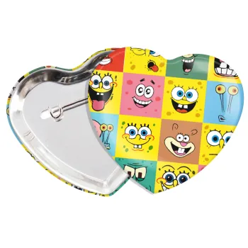 BOB spongebob and friends, Κονκάρδα παραμάνα καρδιά (57x52mm)