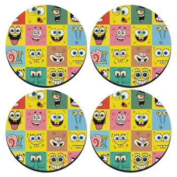 Ο μπομπ και οι φίλοι του, ΣΕΤ 4 Σουβέρ ξύλινα στρογγυλά (9cm)