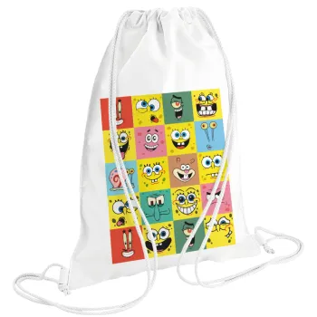 BOB spongebob and friends, Backpack pouch GYMBAG white (28x40cm)