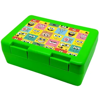 BOB spongebob and friends, Children's cookie container GREEN 185x128x65mm (BPA free plastic)