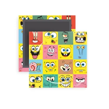 BOB spongebob and friends, Μαγνητάκι ψυγείου τετράγωνο διάστασης 5x5cm