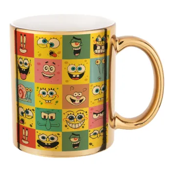 BOB spongebob and friends, Mug ceramic, gold mirror, 330ml