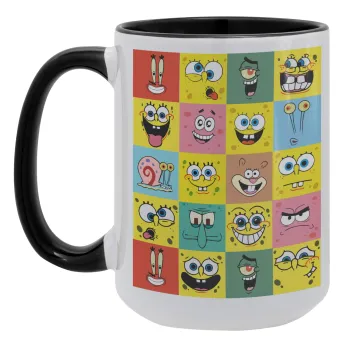 BOB spongebob and friends, Κούπα Mega 15oz, κεραμική Μαύρη, 450ml