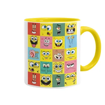 Ο μπομπ και οι φίλοι του, Κούπα χρωματιστή κίτρινη, κεραμική, 330ml