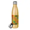 Glitter gold stainless steel thermos bottle, double-walled, 500ml