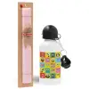Easter Set, metallic aluminum bottle (500ml) & aromatic flat Easter candle (30cm) (PINK)