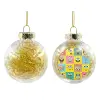 Transparent Christmas tree ball ornament with gold filling 8cm