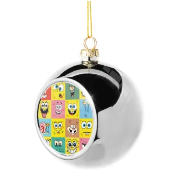 BOB spongebob and friends, Silver 8cm Christmas tree ball ornament