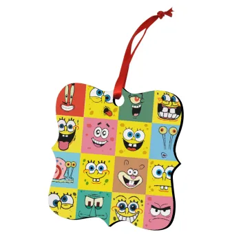 BOB spongebob and friends, Christmas ornament polygon wooden 7.5cm
