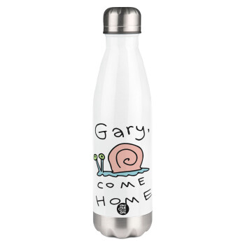 Gary come home, Μεταλλικό παγούρι θερμός Λευκό (Stainless steel), διπλού τοιχώματος, 500ml