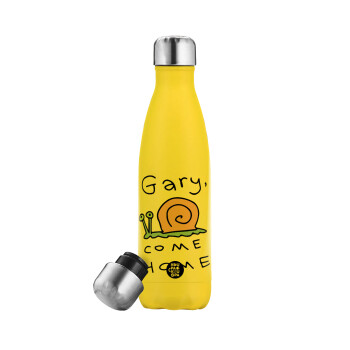 Gary come home, Μεταλλικό παγούρι θερμός Κίτρινος (Stainless steel), διπλού τοιχώματος, 500ml