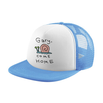 Gary come home, Καπέλο παιδικό Soft Trucker με Δίχτυ ΓΑΛΑΖΙΟ/ΛΕΥΚΟ (POLYESTER, ΠΑΙΔΙΚΟ, ONE SIZE)