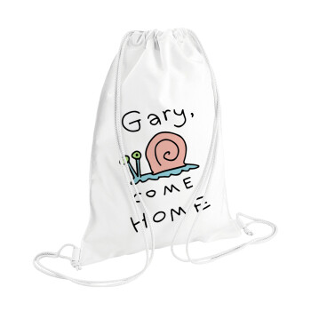 Gary come home, Τσάντα πλάτης πουγκί GYMBAG λευκή (28x40cm)