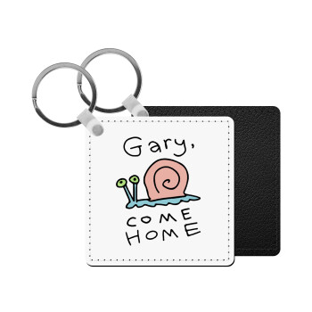 Gary come home, Μπρελόκ Δερματίνη, τετράγωνο ΜΑΥΡΟ (5x5cm)