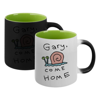 Gary come home, Κούπα Μαγική εσωτερικό πράσινο, κεραμική 330ml που αλλάζει χρώμα με το ζεστό ρόφημα