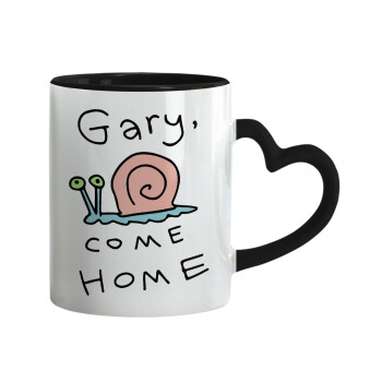Gary come home, Κούπα καρδιά χερούλι μαύρη, κεραμική, 330ml
