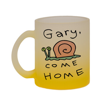 Gary come home, Κούπα γυάλινη δίχρωμη με βάση το κίτρινο ματ, 330ml
