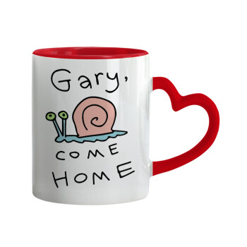 Gary come home, Κούπα καρδιά χερούλι κόκκινη, κεραμική, 330ml