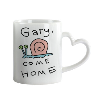 Gary come home, Κούπα καρδιά χερούλι λευκή, κεραμική, 330ml