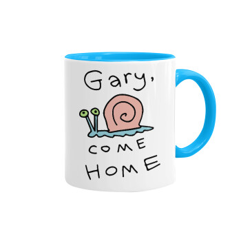 Gary come home, Mug colored light blue, ceramic, 330ml