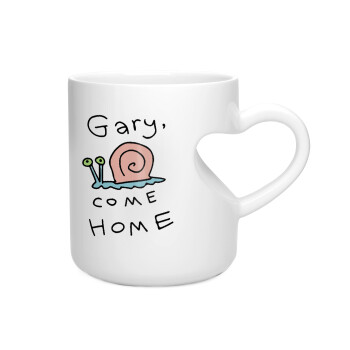 Gary come home, Κούπα καρδιά λευκή, κεραμική, 330ml