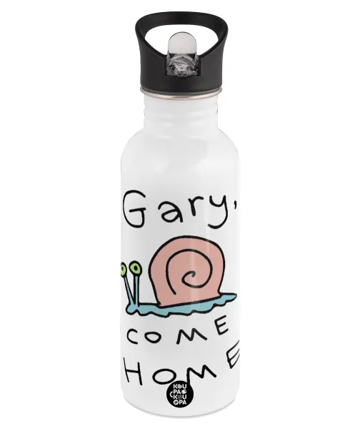 Gary come home — Παγούρι νερού Λευκό με καλαμάκι, ανοξείδωτο ατσάλι 600ml