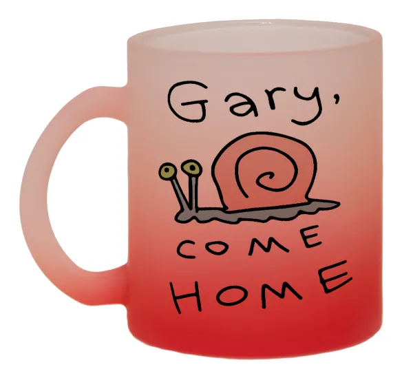 Gary come home — Κούπα γυάλινη δίχρωμη με βάση το κόκκινο ματ, 330ml