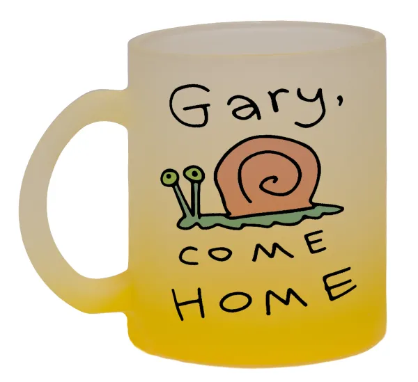 Gary come home — Κούπα γυάλινη δίχρωμη με βάση το κίτρινο ματ, 330ml