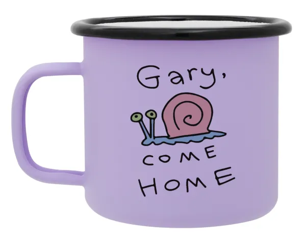 Gary come home — Metal enamel mug, matte light pastel purple, 360ml