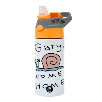 Gary come home, Παιδικό παγούρι θερμό, ανοξείδωτο, με καλαμάκι ασφαλείας, Πορτοκαλί/Γκρι (360ml) BPA-FREE