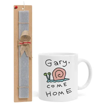 Gary come home, Easter Set, Ceramic Cup (330ml) & Easter aromatic flat candle (30cm) (GRAY)