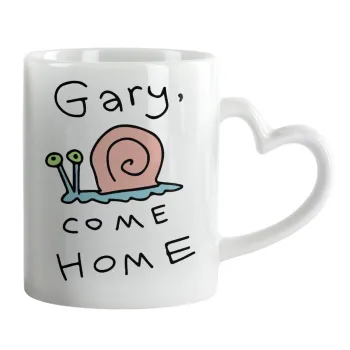 Gary come home, Mug heart handle, ceramic, 330ml