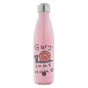 Gary come home, Μεταλλικό παγούρι θερμός Ροζ Ιριδίζον (Stainless steel), διπλού τοιχώματος, 500ml