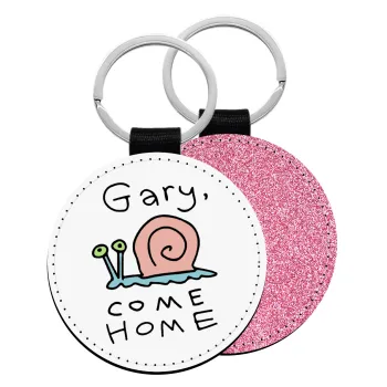 Gary come home, Μπρελόκ Δερματίνη, στρογγυλό ΡΟΖ (5cm)