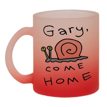 Gary come home, Κούπα γυάλινη δίχρωμη με βάση το κόκκινο ματ, 330ml
