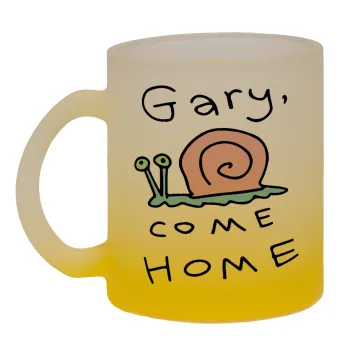 Gary come home, Κούπα γυάλινη δίχρωμη με βάση το κίτρινο ματ, 330ml