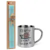 Easter Set, metallic thermal cup (300ml) & aromatic flat Easter candle (30cm) (TURQUOISE)