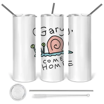 Gary come home, Tumbler ποτήρι θερμό από ανοξείδωτο ατσάλι 600ml, με μεταλλικό καλαμάκι & βούρτσα καθαρισμού