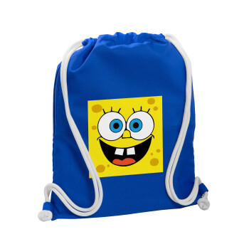 BOB, Backpack pouch GYMBAG Blue, with pocket (40x48cm) & thick cords
