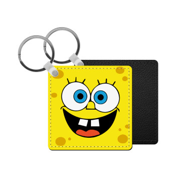 BOB, Μπρελόκ Δερματίνη, τετράγωνο ΜΑΥΡΟ (5x5cm)