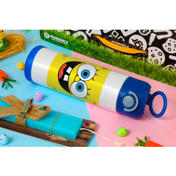 BOB, Easter candle, Childrens hot water bottle, stainless steel, with safety straw, BLUE (500ml)