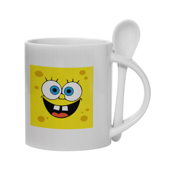 BOB, Ceramic coffee mug with Spoon, 330ml (1pcs)