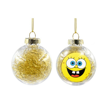 Μπομπ, Στολίδι Χριστουγεννιάτικη μπάλα δένδρου διάφανη με χρυσό γέμισμα 8cm