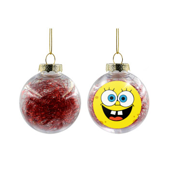 BOB, Transparent Christmas tree ball ornament with red filling 8cm